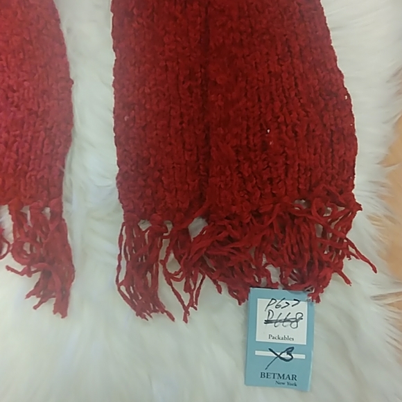 Betmar Red Chenille Scarf - Picture 4 of 7